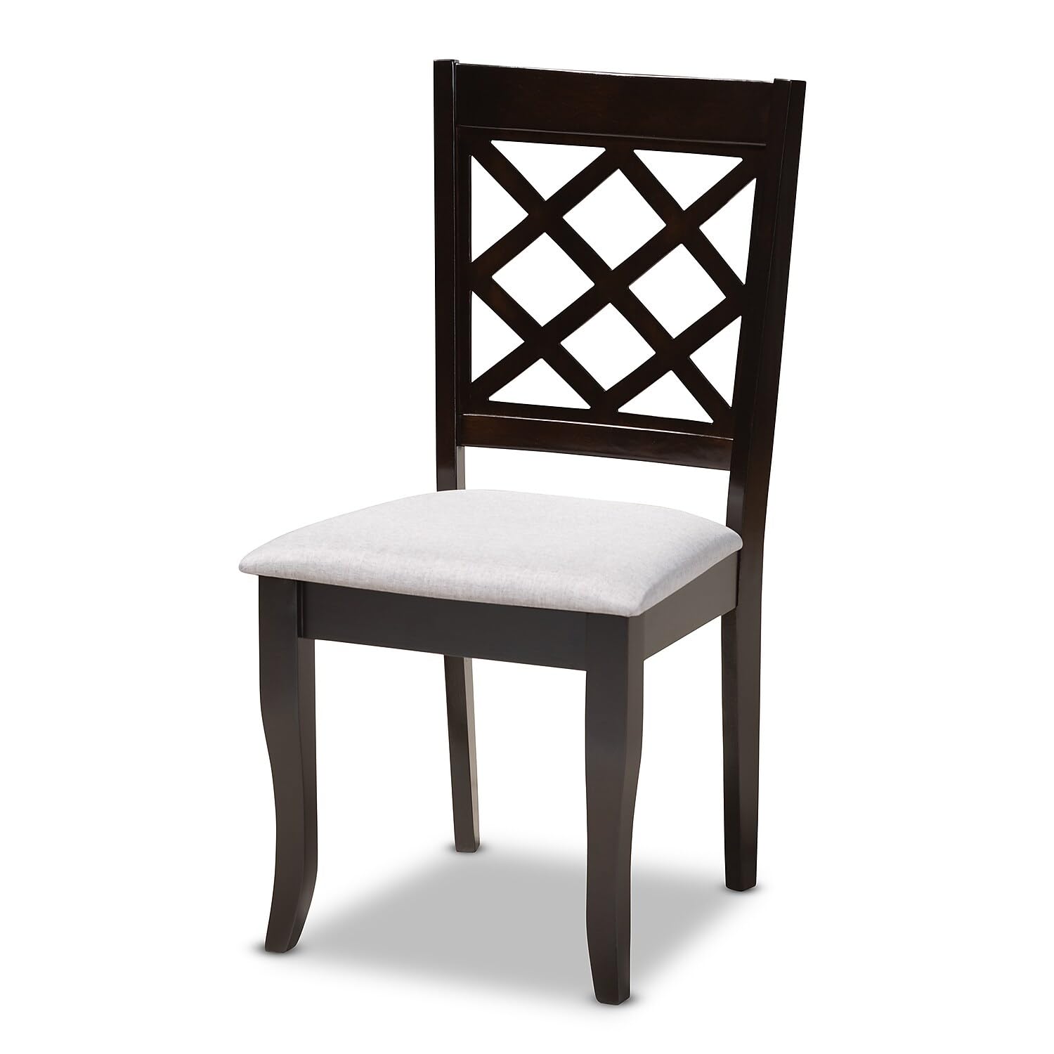 Baxton Studio Verner Modern and Contemporary Grey Fabric Upholstered Espresso Brown Finished Wood Dining Chair